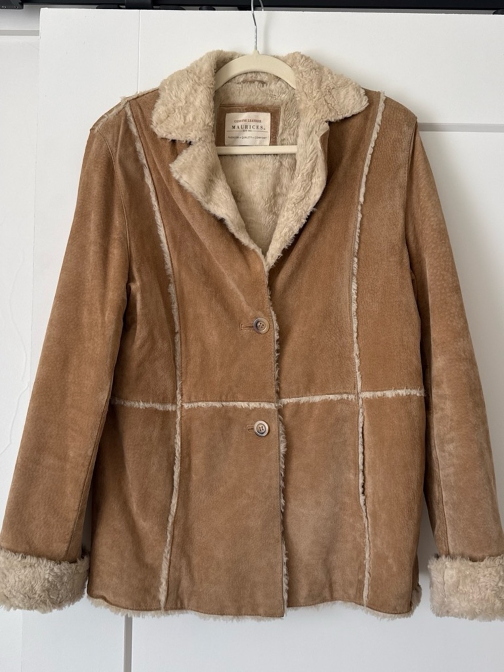 Vintage Maurices Genuine Suede and Faux-Shearling Jacket